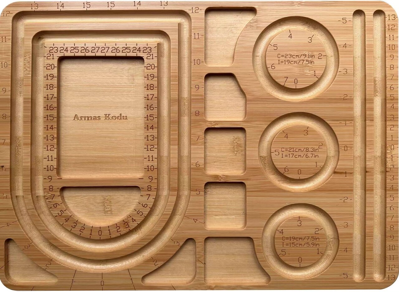 Bamboo Bead Board for Jewelry Bracelet Necklace Making, Deeper Grooves in 0.5’’ Width and 0.25’’ Depth, 15.4 x 11.4 x 0.6 inch Beading Design Tray